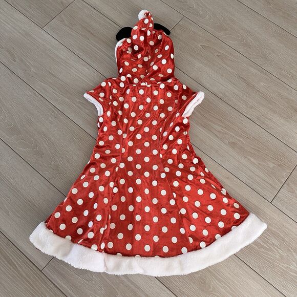 NEW Disney Parks Girls Hooded Red Polka Dot Minnie Mouse Holiday Dress XL / 14 - Picture 6 of 6
